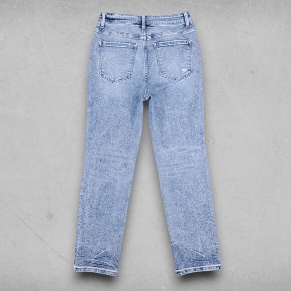 Flying Monkey Jeans Women 29 Lt Blue Straight Leg Distressed Y2K Grunge Casual - Picture 2 of 11